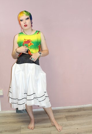 HANDMADE ONE OFF PIN UP RUFFLE BLACK AND WHITE SKIRT PROM