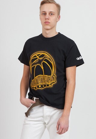 90S VINTAGE BLACK ADIDAS CREW NECK SHORT SLEEVE T-SHIRT