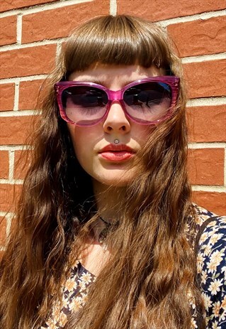 VINTAGE INSPIRED SUNGLASSES BIG CAT EYE IN PINK WITH UV400