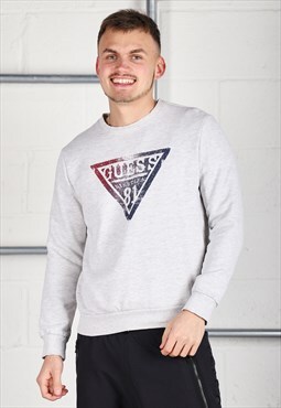 Vintage Guess Sweatshirt Grey Pullover Lounge Jumper XS