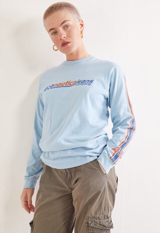 VINTAGE NAUTICA JEANS LONG SLEEVE TOP BABY BLUE