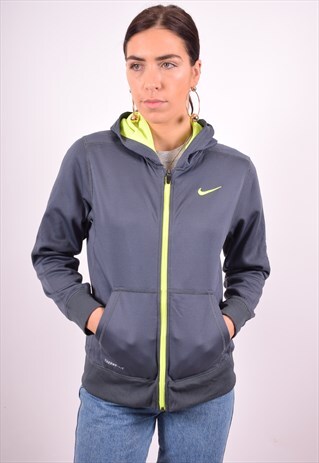 NIKE WOMENS VINTAGE HOODIE JACKET LARGE BLUE 90'S