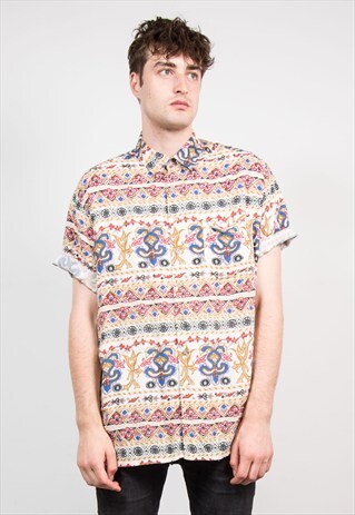 VINTAGE 90'S CRAZY PATTERN OVERSIZE SHIRT