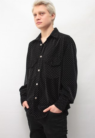 VINTAGE 90' BEAUTIFUL AMAZING POLKA DOT BLACK SHIRT