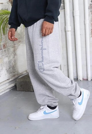 VINTAGE CHAMPION BIG LOGO TRACK BOTTOMS GREY