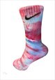 Hand Dyed Nike Sock Pink Blue 1 pair 