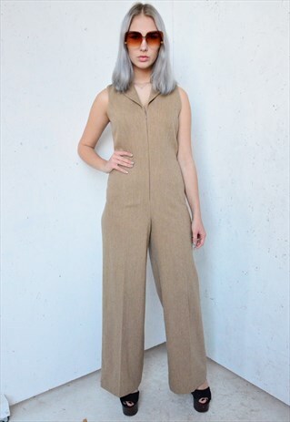 70S VINTAGE BEIGE JUMPSUIT