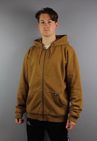 VINTAGE DICKIES WORKWEAR HOODIE IN BROWN WITH PATCH LOGO AND