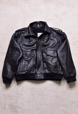 Vintage 80s/90s Black Leather Flying Jacket