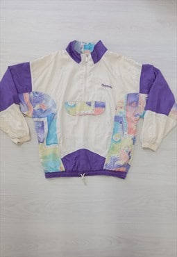 Vintage 90s Windbreaker Jacket White Pastel Retro Festival