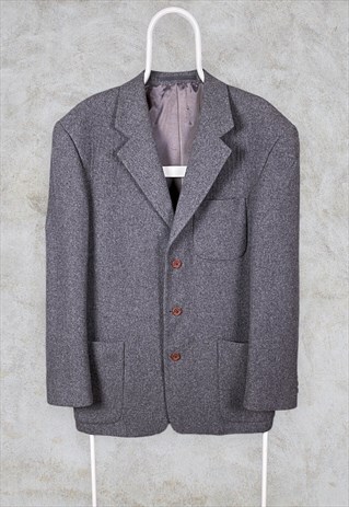 VINTAGE BURTON GREY WOOL BLAZER MEDIUM 38