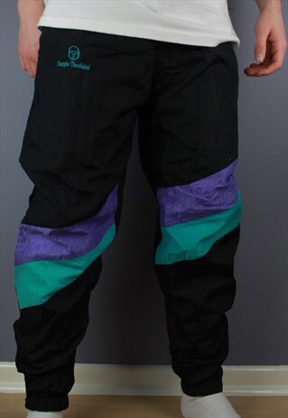 VINTAGE SERGIO TACCHINI JOGGERS IN BLACK WITH EMBROIDERY