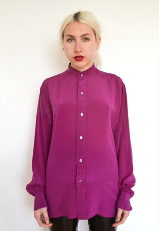 VINTAGE PURPLE YSL RIVE GAUCHE SILK BLOUSE SHIRT
