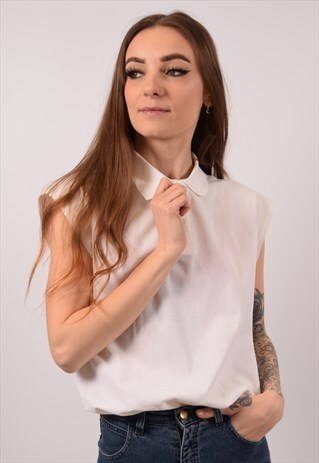 VINTAGE CONTE OF FLORENCE POLO SHIRT SLEEVELESS WHITE