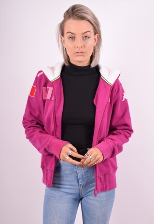KAPPA WOMENS VINTAGE TRACKSUIT TOP JACKET XL PINK 90'S