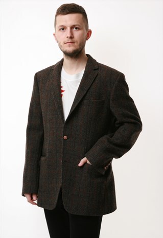 90S VINTAGE HARRIS TWEED WOOL BLAZER JACKET 17067