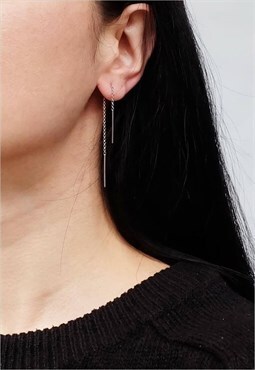 Threader Chain Drop Earrings Women Sterling Silver Earrings