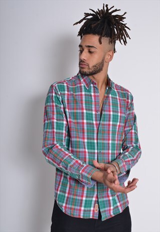 VINTAGE WRANGLER LONG SLEEVE CHECK SHIRT GREEN