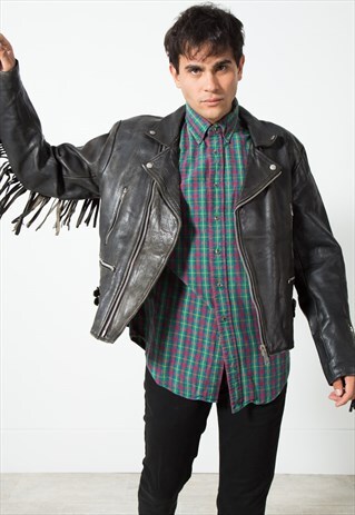 VINTAGE 80S BIKER LEATHER JACKET / S0038
