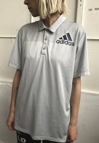 VINTAGE 90' OLDSCHOOL COOL UNISEX GREY ADIDAS POLO TOP