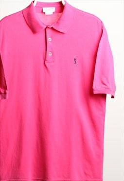 Vintage YSL Logo Polo Shirt Pink Size L