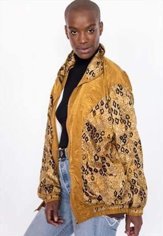 80S VINTAGE GOLDEN PRINT BOMBER JACKET