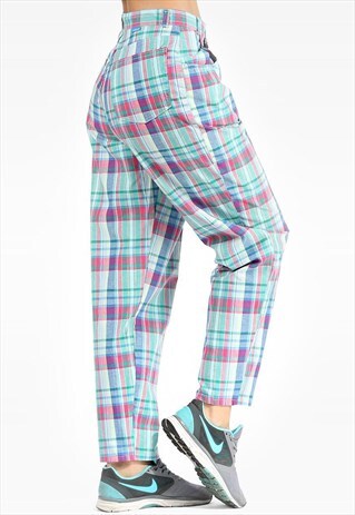 VINTAGE PLAID TAPERED TROUSERS RAINBOW