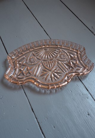 VINTAGE PINK GLASS TRAY