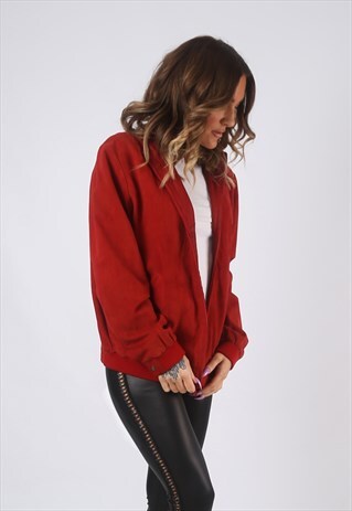 SUEDE LEATHER BOMBER JACKET OVERSIZED VINTAGE UK 14 16 (CW2J