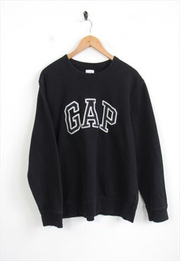 GAP 00s Big Spellout Logo Black Sweatshirt XL