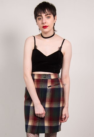 VINTAGE 90'S TARTAN PENCIL SKIRT