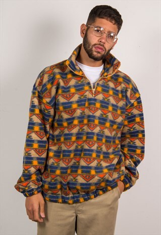 1/4 ZIP FLEECE 90'S PATTERNED