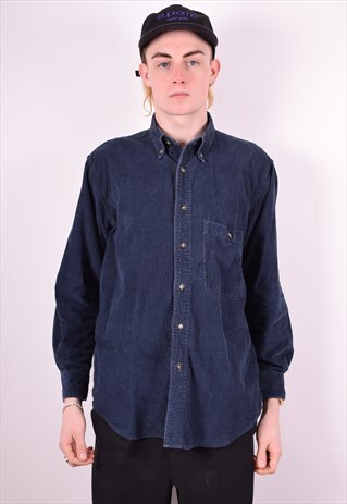 MENS VINTAGE CORDUROY SHIRT MEDIUM BLUE 90'S