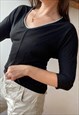 VINTAGE 90S DANIEL HECHTER V-NECK BLOUSE TOP LYCRA