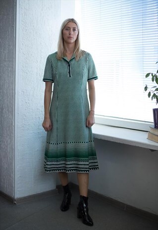 VINTAGE 80'S MULTICOLOUR PATTERNED MIDI DRESS