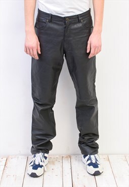 GIPSY Vintage Real Leather Men's W34 L36 Trousers Pants Bott