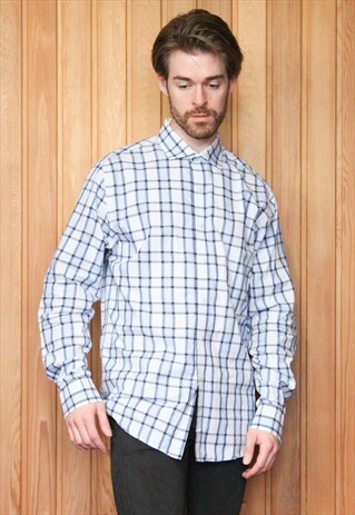 VINTAGE 1980S TOMMY HILFIGER BLUE CHECKED SHIRT