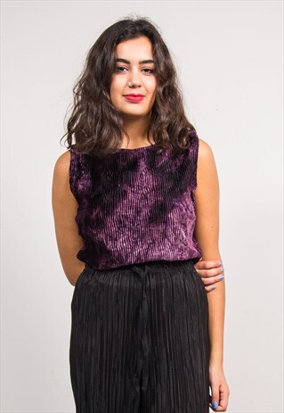 VINTAGE 90'S PURPLE RIBBED VELVET VEST TOP