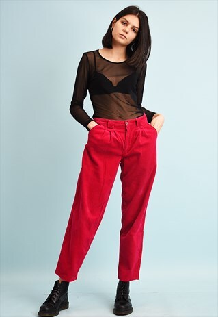 80'S RETRO REGULAR WAIST CORDUROY SHORT CUT TROUSERS