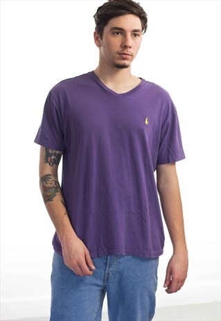 VINTAGE POLO RALPH LAUREN LOGO T-SHIRT 90S M 5.9