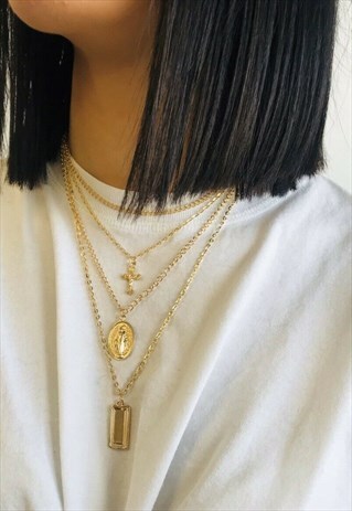 THE MULTI LAYER TRIPLE CHARM PENDANT NECKLACE