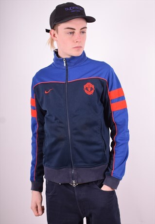NIKE MENS VINTAGE TRACKSUIT TOP JACKET MEDIUM NAVY BLUE 90'S