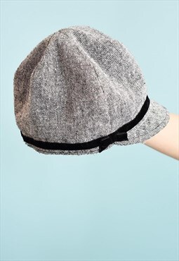 Y2K retro shimmer tweed gatsby ivy cap beret