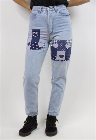 VINTAGE PERFECT PATCHWORK 90S HIGH WAISTED JEANS