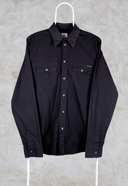 Vintage Calvin Klein Jeans Shirt Long Sleeve Black Large