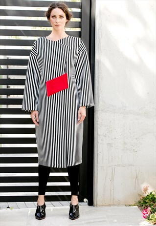 EXTRAVAGANT COAT/BLACK AND WHITE COAT/OVERSIZED COAT/JACKET