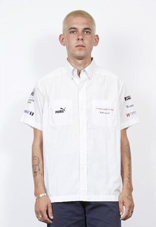 VINTAGE 90'S PUMA WHITE PORSCHE MOTORSPORT SHIRT
