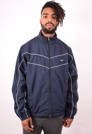 NIKE MENS VINTAGE TRACKSUIT TOP JACKET XL NAVY BLUE 90S