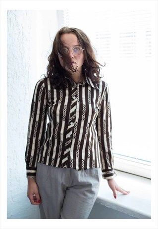 VINTAGE 70'S BROWN PATTERNED SHIRT