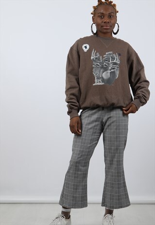 VINTAGE CHAMPION MEDIUM BROWN EMBROIDERED LOGO SWEATSHIRT